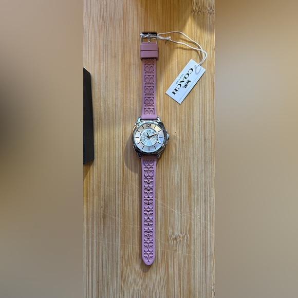 Coach Boyfriend Watch With 34mm Silver Face & Pink Silicone Band - Picture 4 of 7